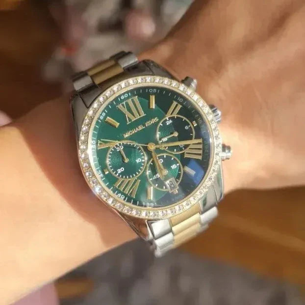  Shop Authentic Michael Kors Lexington Chronograph Green Dial Two Tone Steel Strap Watch For Women - MK7303 - Luxxuri