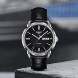  Shop Authentic Tissot Automatics III Day Date Black Dial Black Leather Strap Watch For Men - T065.430.16.051.00 - Luxxuri