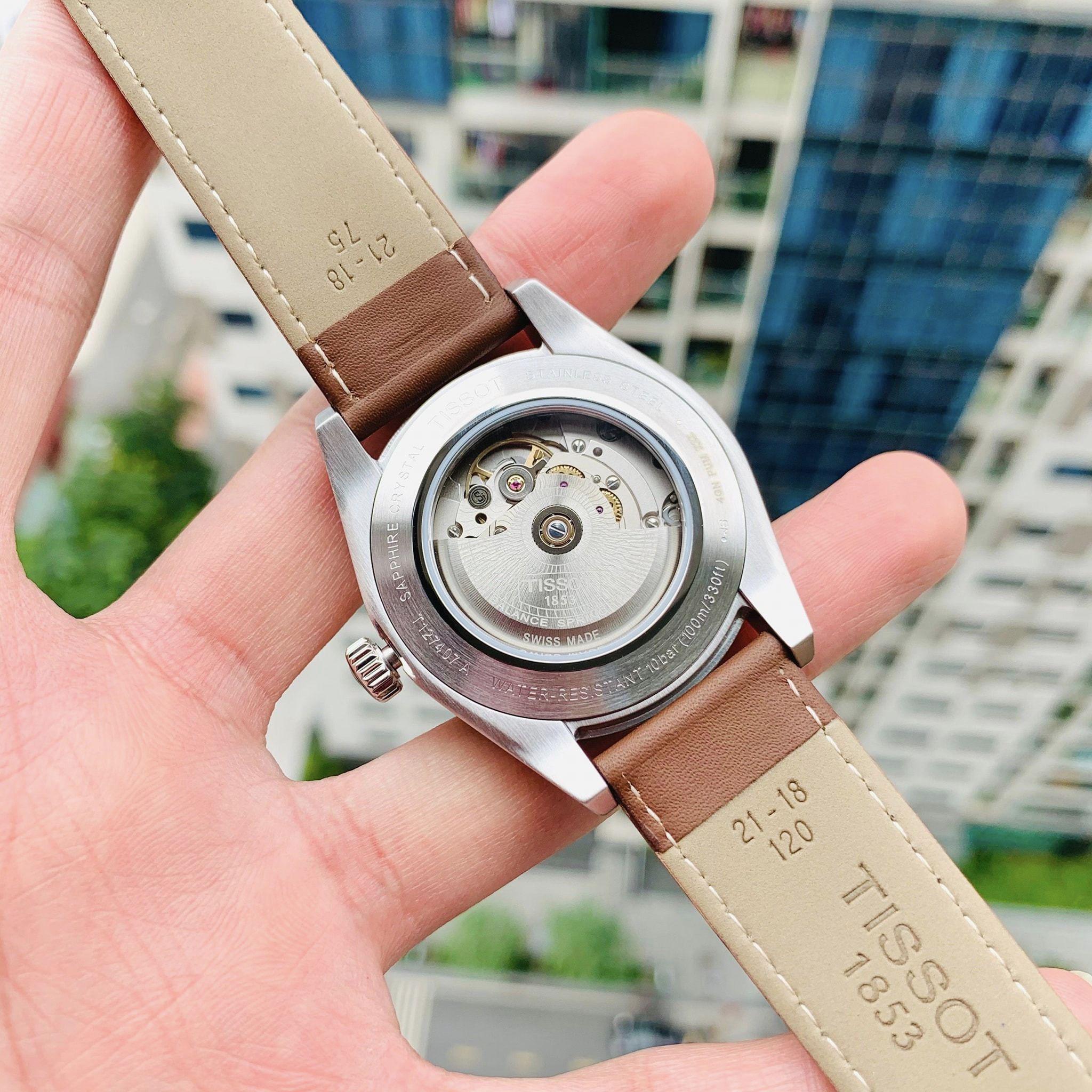 Tissot Gentleman Powermatic 80 Silicium Blue Dial Brown Leather Strap Watch For Men - T127.407.16.041.00