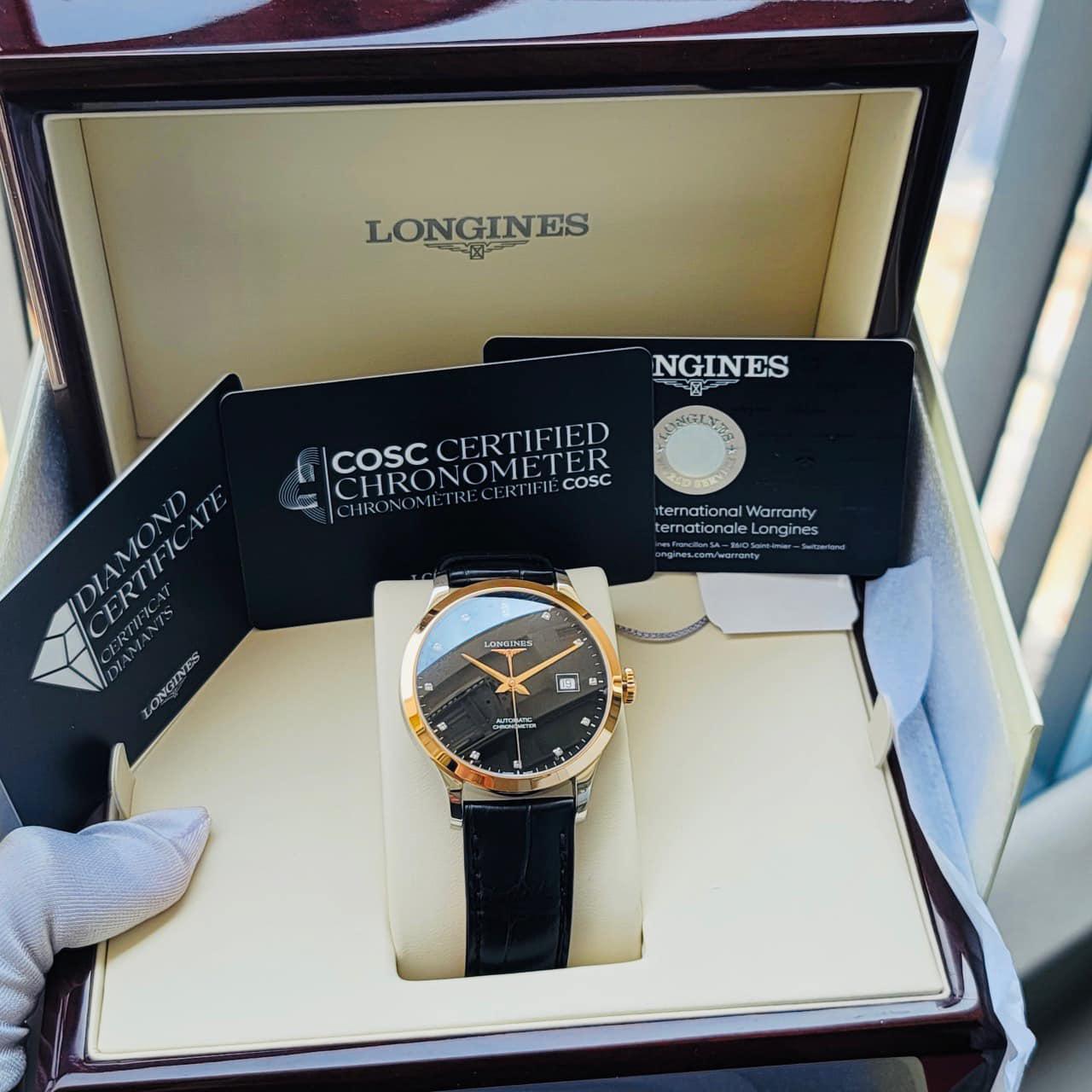  Shop Authentic Longines Record Black Dial Black Leather Strap Watch for Men - L2.821.5.57.2 - Luxxuri