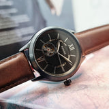  Shop Authentic Fossil Flynn Automatic Black Dial Brown Leather Strap Watch for Men - BQ2270 - Luxxuri