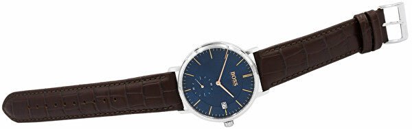  Shop Authentic Hugo Boss Corporal Blue Dial Brown Leather Strap Watch for Men - 151363 - Luxxuri