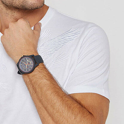  Shop Authentic Armani Exchange Outerbanks Chronograph Blue Dial Blue Silicone Strap Watch For Men - AX1335 - Luxxuri