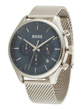  Shop Authentic Hugo Boss Gregor Chronograph Blue Dial Silver Mesh Bracelet Watch For Men - 1514052 - Luxxuri