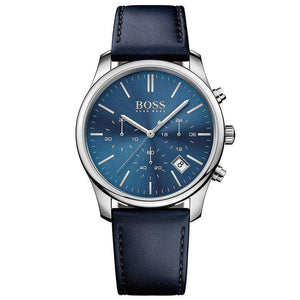  Shop Authentic Hugo Boss Time One Blue Dial Black Leather Strap Watch for Men - 1513431 - Luxxuri