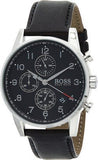  Shop Authentic Hugo Boss Navigator Black Dial Black Leather Strap Watch for Men - 1513678 - Luxxuri