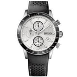  Shop Authentic Hugo Boss Rafale Chronograph Quartz Silver Dial Black Leather Strap Watch For Men - 1513403 - Luxxuri