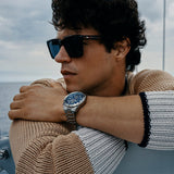  Shop Authentic Hugo Boss Vela Chronograph Diver Blue Dial Silver Steel Strap Watch for Men - 1513775 - Luxxuri
