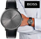  Shop Authentic Hugo Boss Modern Grey Dial Black Leather Strap Watch for Men - 1513540 - Luxxuri
