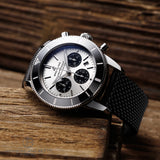  Shop Authentic Breitling Superocean Heritage B01 Chronograph 44 Silver Dial Black Mesh Bracelet Watch for Men - AB0162121G1S1 - Luxxuri