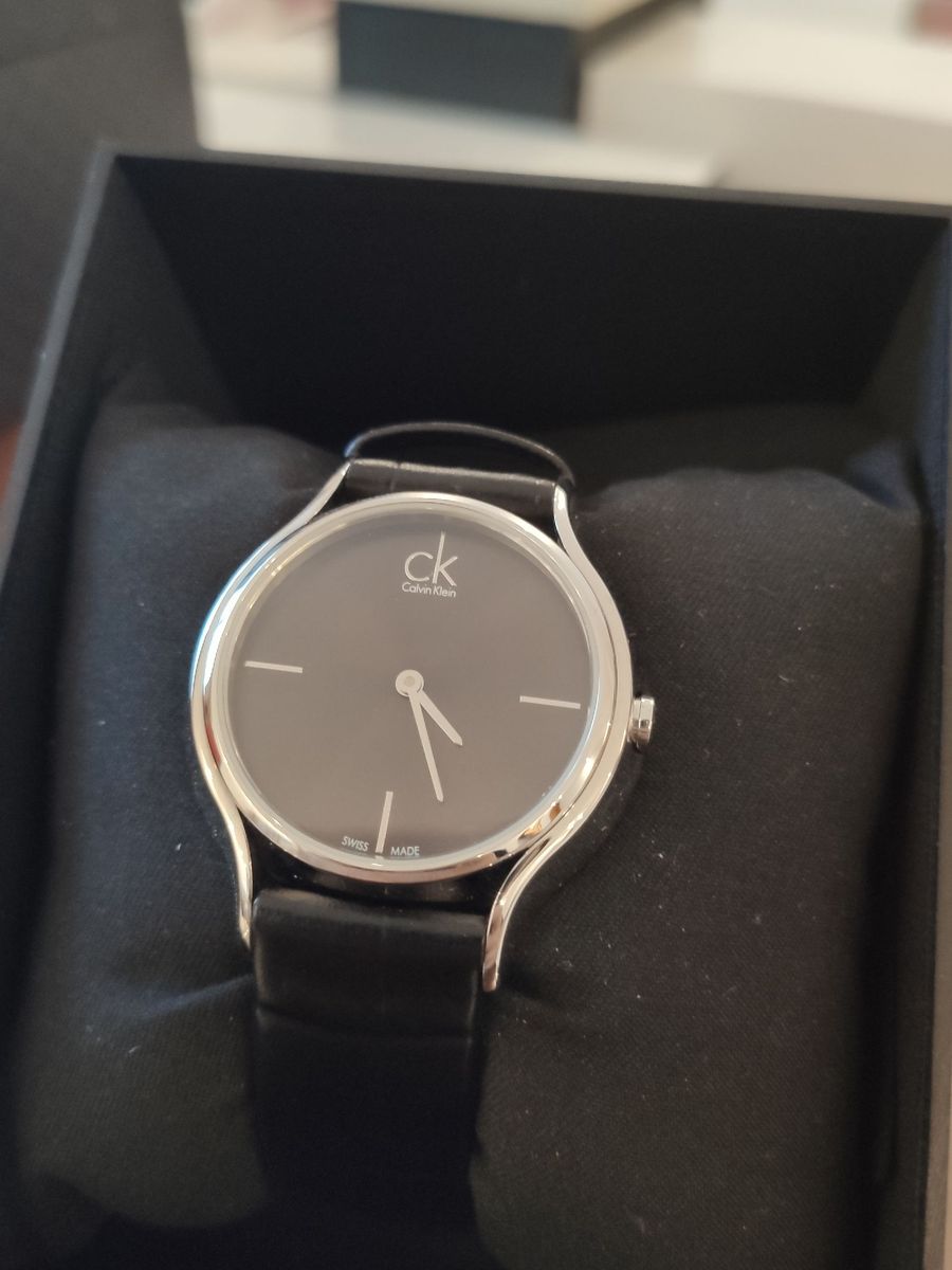  Shop Authentic Calvin Klein Skirt Black Dial Black Leather Strap Watch for Women  - K2U231C1 - Luxxuri