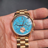 Shop Authentic Michael Kors Runway Chronograph Turquoise Dial Rose Gold Steel Strap Watch For Women - MK6164 - Luxxuri