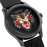  Shop Authentic Gucci G Timeless Cat Motif Black Dial Black Leather Strap Unisex Watch - YA1264021 - Luxxuri