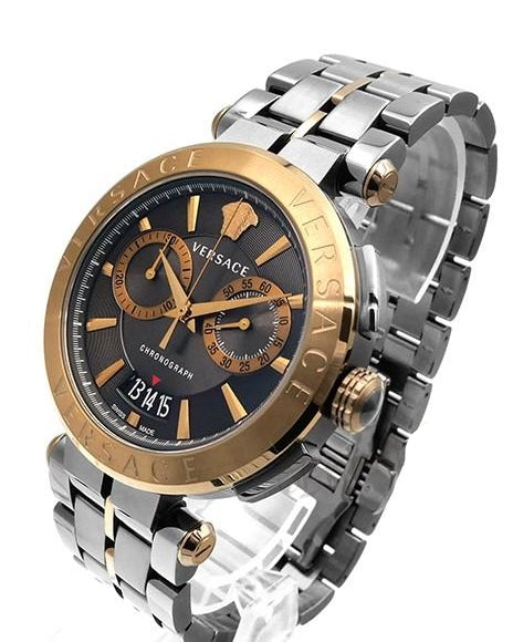  Shop Authentic Versace Aion Chronograph Black Dial Grey Steel Strap Watch for Men  - VBR050017 - Luxxuri