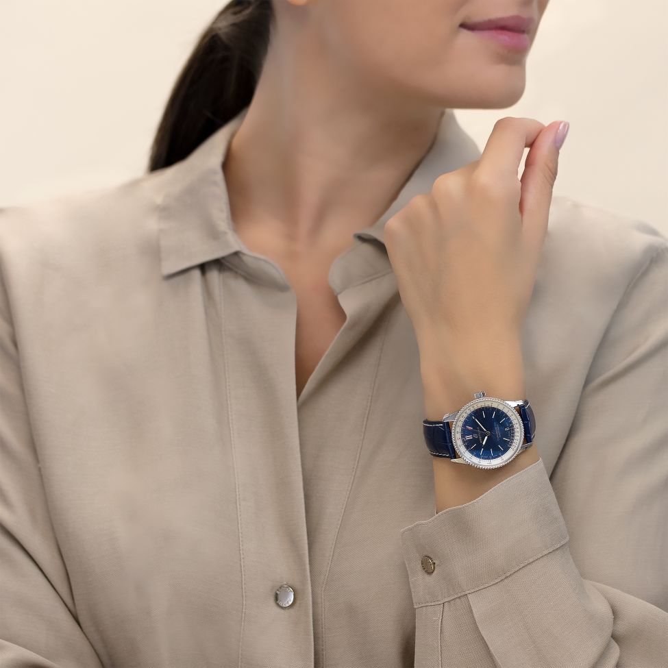  Shop Authentic Breitling Navitimer Automatic 38mm Blue Dial Blue Leather Strap Mens Watch - A17325211C1P1 - Luxxuri