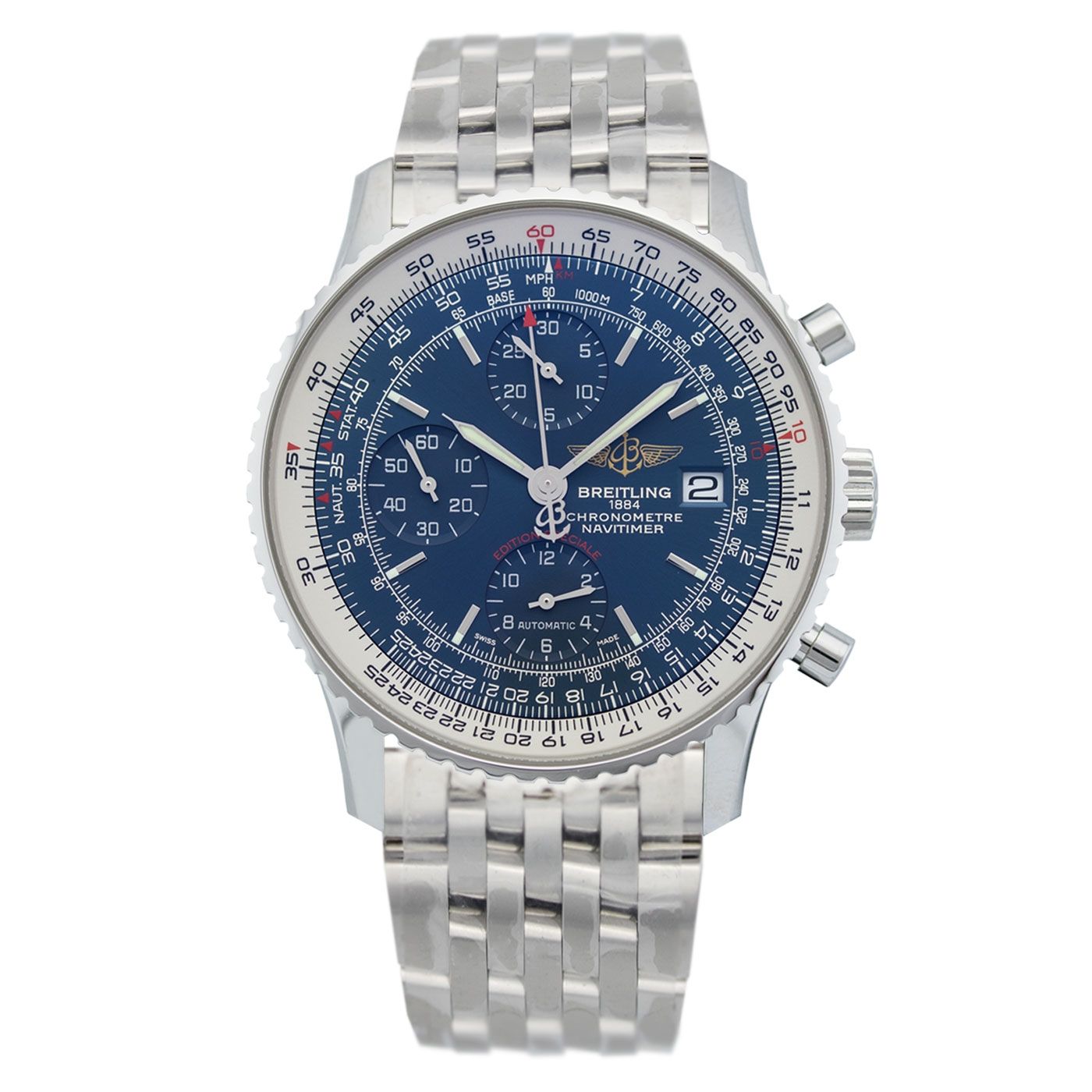  Shop Authentic Breitling Navitimer Heritage Special Edition Blue Dial Silver Steel Strap Mens Watch - A1332412/C942 - Luxxuri