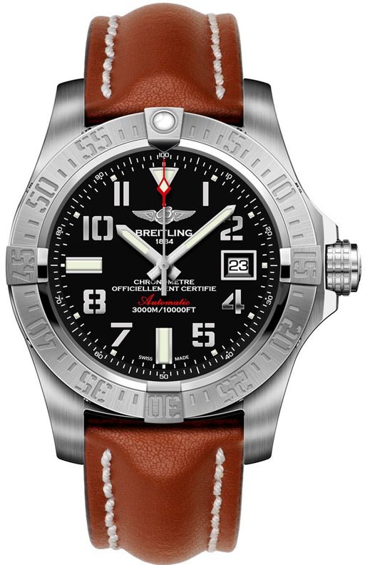  Shop Authentic Breitling Avenger II Seawolf Stainless Steel 45mm Volcano Black Leather Strap Mens Watch - A1733110/BC31/434X - Luxxuri