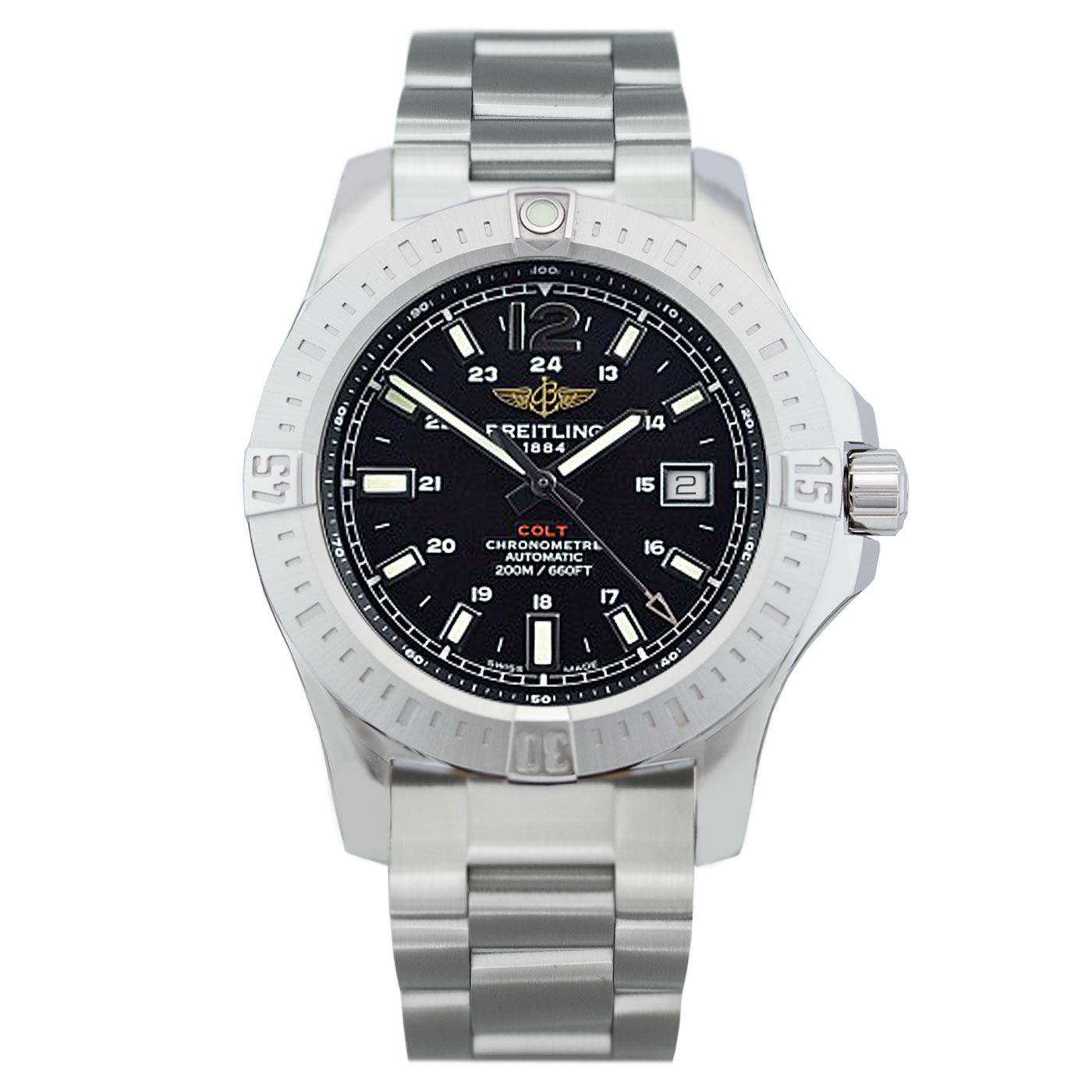  Shop Authentic Breitling Colt Automatic 44mm Black Dial Stainless Steel Mens Watch - A1738811/BD44/173A - Luxxuri