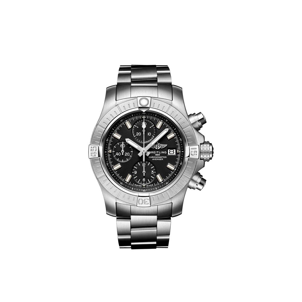  Shop Authentic Breitling Avenger Chronograph 43 Black Dial Silver Steel Strap Watch for Men - A13385101B1A1 - Luxxuri
