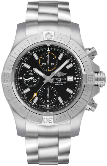 Shop Authentic Breitling Avenger Chronograph 45mm Black Dial Silver Steel Strap Watch for Men - A13317101B1A1 - Luxxuri