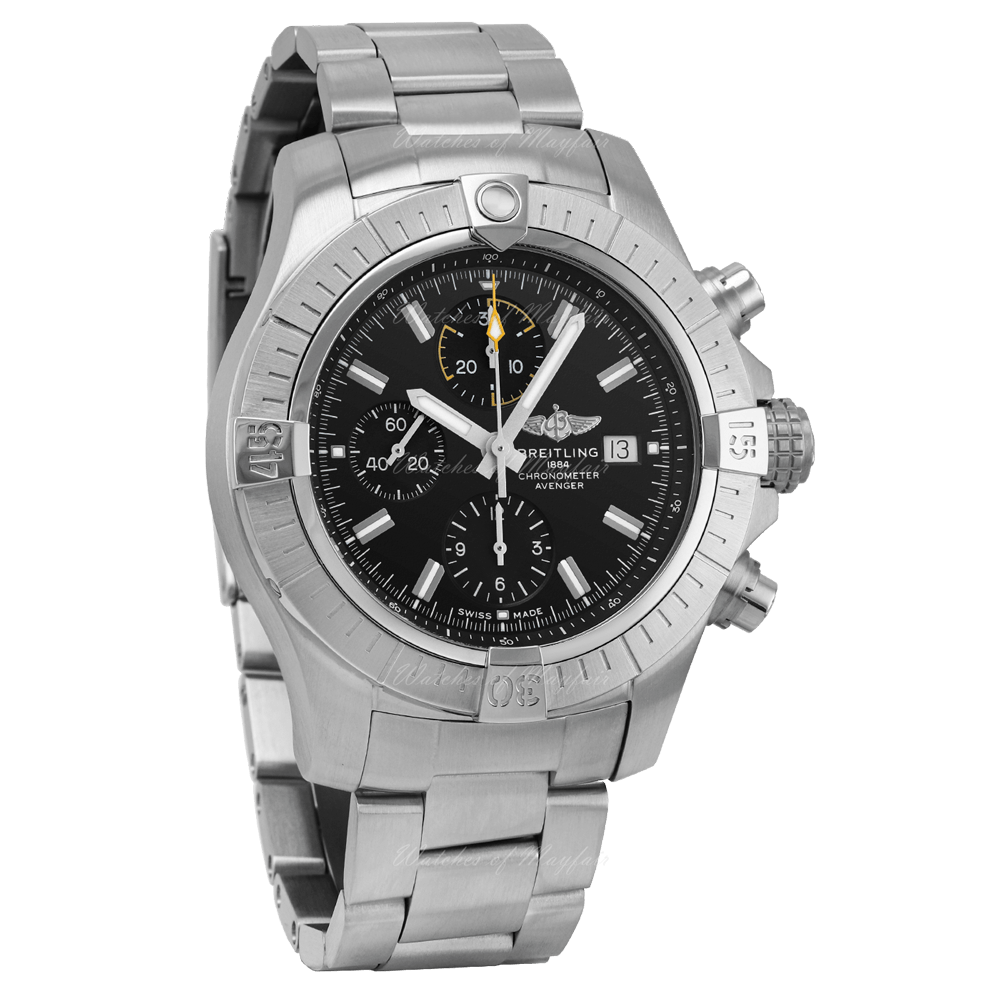  Shop Authentic Breitling Avenger Chronograph 45mm Black Dial Silver Steel Strap Watch for Men - A13317101B1A1 - Luxxuri