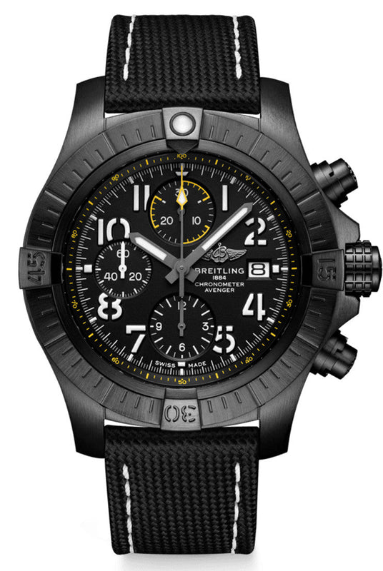  Shop Authentic Breitling Avenger Chronograph 45mm Night Mission Black Dial Black Nylon Strap Watch for Men - V13317101B1X1 - Luxxuri