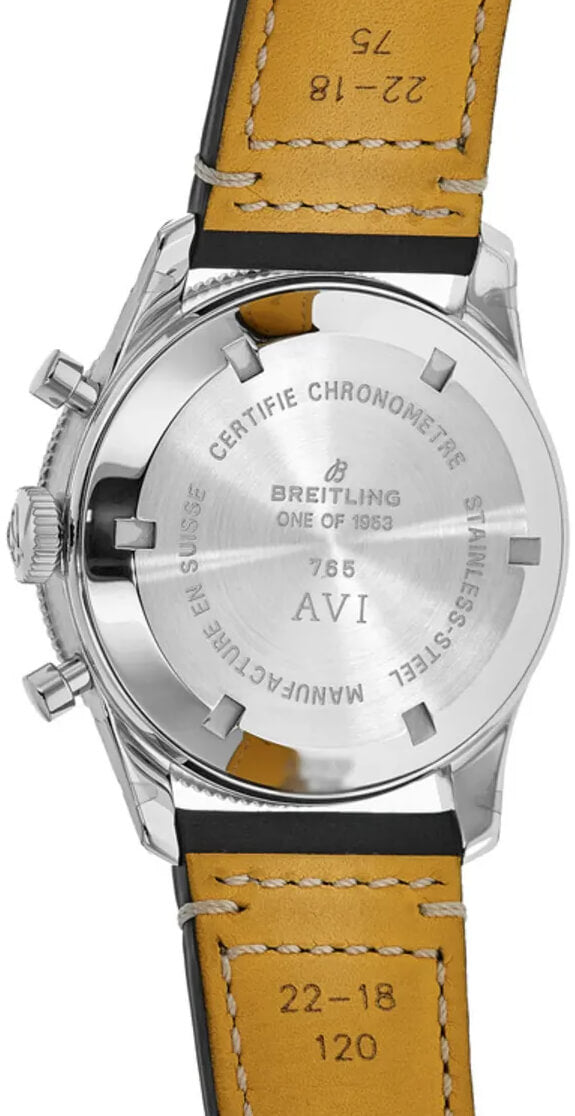  Shop Authentic Breitling Avi Ref. 765 1953 Re-Edition Black Dial Black Leather Strap Watch for Men - AB0920131B1X1 - Luxxuri