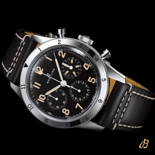  Shop Authentic Breitling Avi Ref. 765 1953 Re-Edition Black Dial Black Leather Strap Watch for Men - AB0920131B1X1 - Luxxuri
