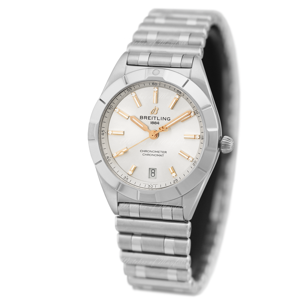  Shop Authentic Breitling Chronomat 32 Diamonds White Dial Silver Steel Strap Watch for Women - A77310101A3A1 - Luxxuri