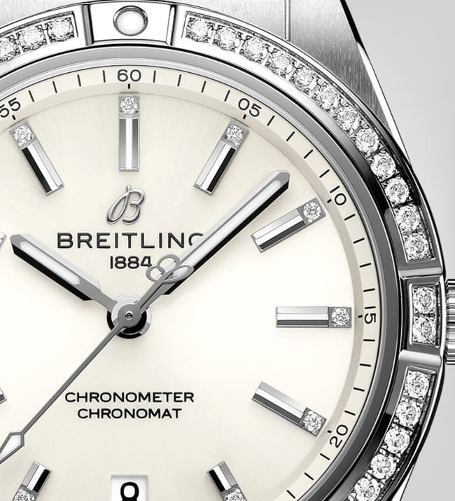  Shop Authentic Breitling Chronomat Automatic 36 Diamonds White Dial Silver Steel Strap Watch for Women - A10380591A1A1 - Luxxuri