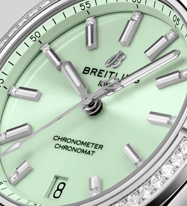  Shop Authentic Breitling Chronomat Automatic 36 Diamonds Green Dial Two Tone Steel Strap Watch for Women - A10380591L1A1 - Luxxuri