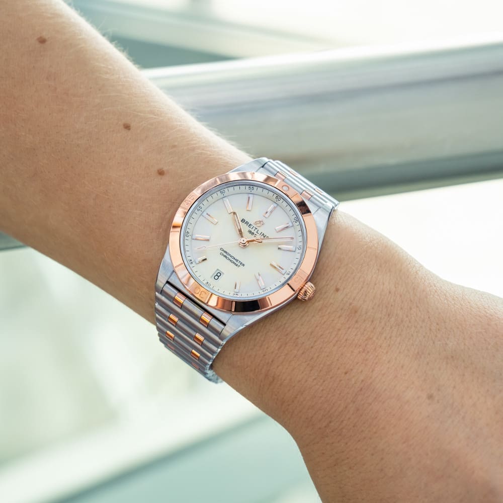  Shop Authentic Breitling Chronomat Automatic 36 White Dial Two Tone Steel Strap Watch for Women - U10380101A1U1 - Luxxuri