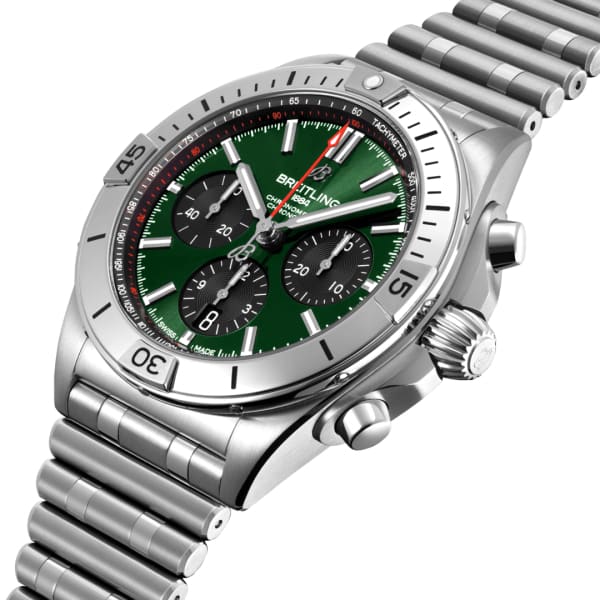 Shop Authentic Breitling Chronomat B01 42mm Green Dial Silver Steel Strap Watch for Men - AB01343A1L1A1 - Luxxuri