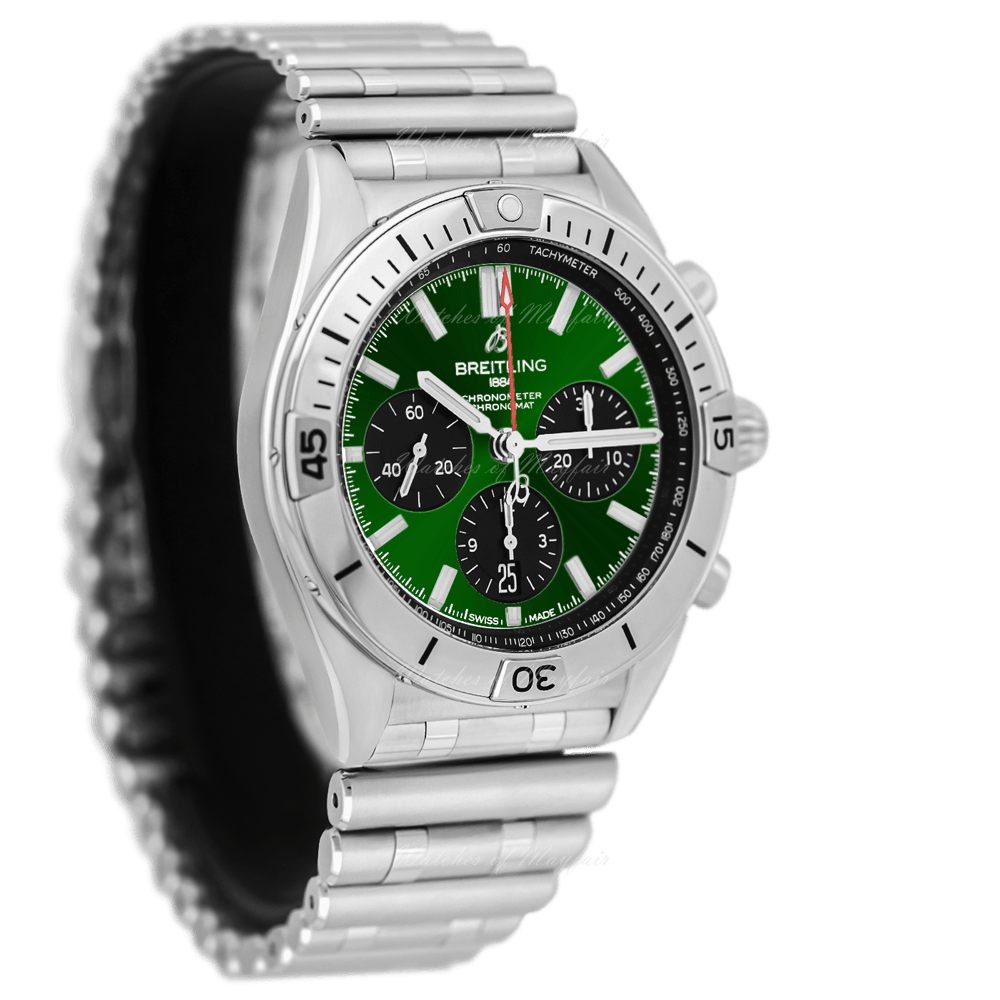  Shop Authentic Breitling Chronomat B01 42mm Green Dial Silver Steel Strap Watch for Men - AB01343A1L1A1 - Luxxuri