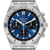  Shop Authentic Breitling Chronomat B01 42mm Blue Dial Silver Steel Strap Watch for Men - AB0134101C1A1 - Luxxuri