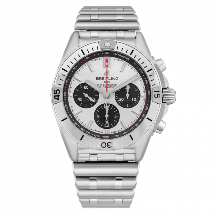 Breitling Chronomat B01 42mm Silver Dial Silver Steel Strap Watch for Men - AB0134101G1A1