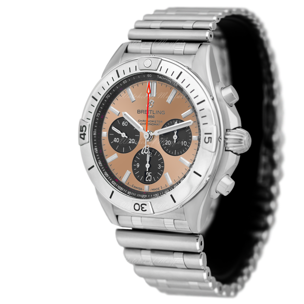  Shop Authentic Breitling Chronomat B01 42 Brown Dial Silver Steel Strap Watch for Men - AB0134101K1A1 - Luxxuri