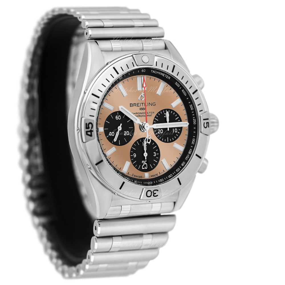 Shop Authentic Breitling Chronomat B01 42 Brown Dial Silver Steel Strap Watch for Men - AB0134101K1A1 - Luxxuri