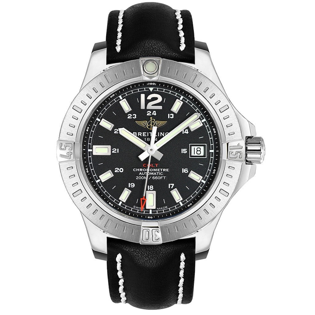  Shop Authentic Breitling Colt Automatic 44mm Black Dial Leather Strap Mens Watch - A1738811/BD44/435X - Luxxuri