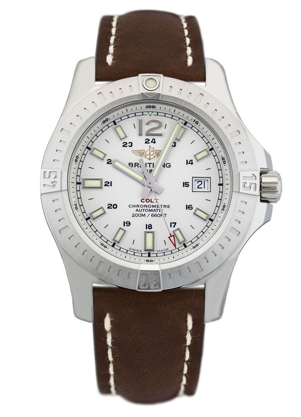  Shop Authentic Breitling Colt Automatic 44mm Brown Leather Strap Mens Watch - A1738811/G791/437X - Luxxuri