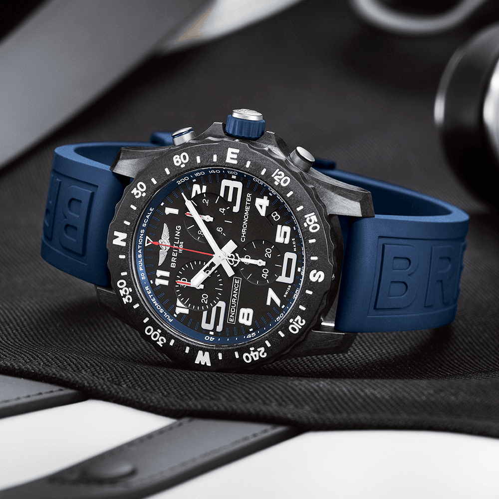 Breitling Endurance Pro Black Dial Blue Rubber Strap Watch for Men - X82310D51B1S1