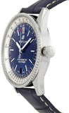  Shop Authentic Breitling Navitimer Automatic 38mm Blue Dial Blue Leather Strap Mens Watch - A17325211C1P1 - Luxxuri