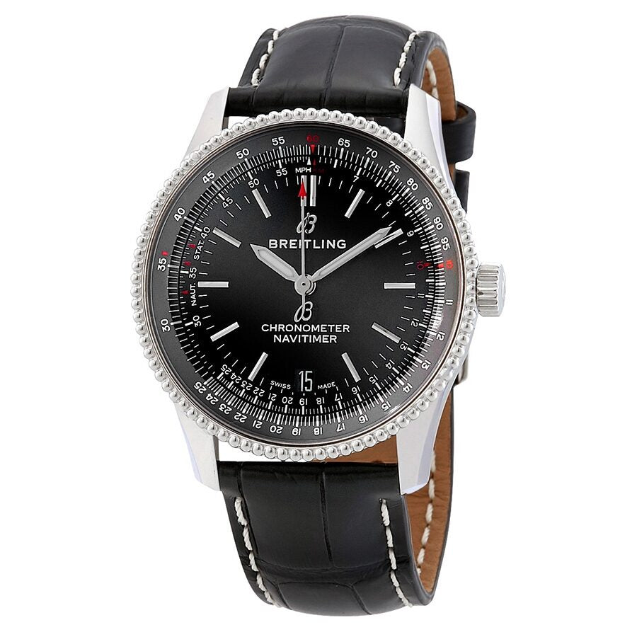  Shop Authentic Breitling Navitimer Automatic 38mm Black Dial Black Leather Strap Mens Watch - A17325241B1P1 - Luxxuri