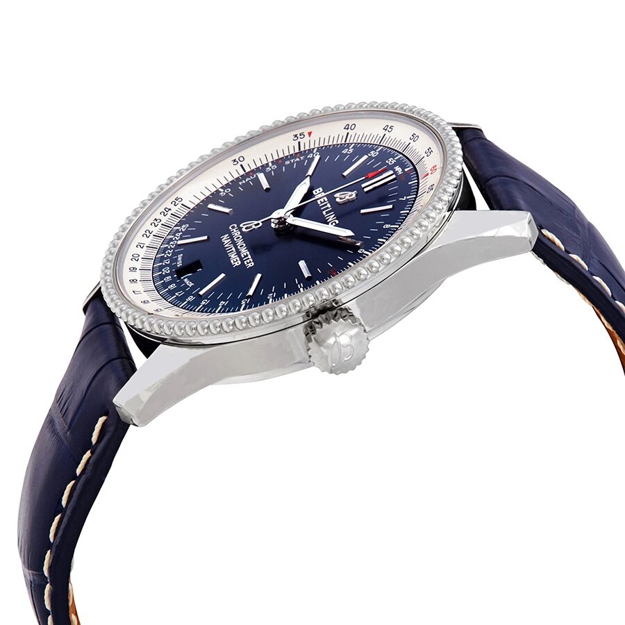  Shop Authentic Breitling Navitimer Automatic 38mm Blue Dial Blue Leather Strap Mens Watch - A17325211C1P1 - Luxxuri