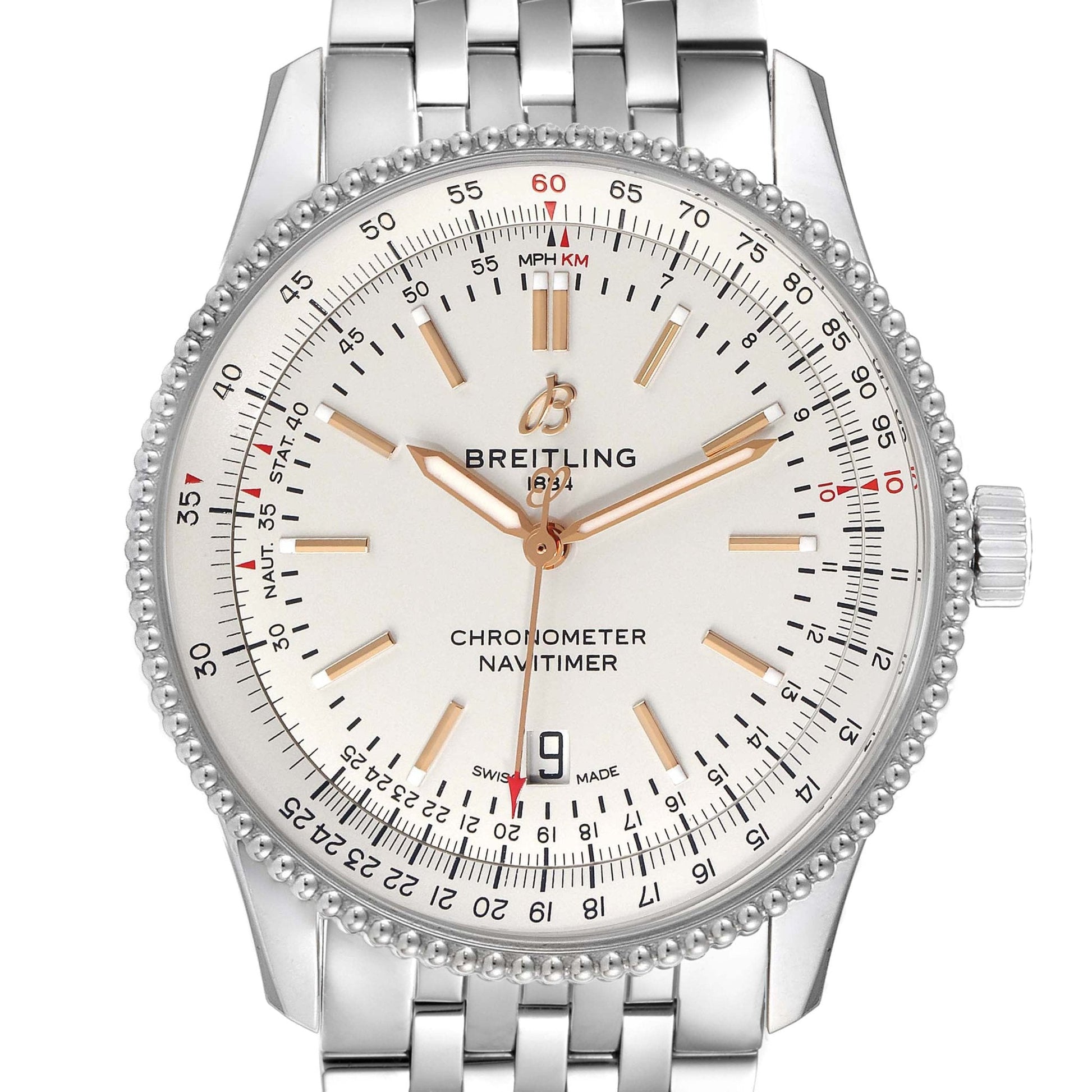  Shop Authentic Breitling Navitimer Automatic 41mm White Dial Stainless Steel Mens Watch - A17326211G1A1 - Luxxuri