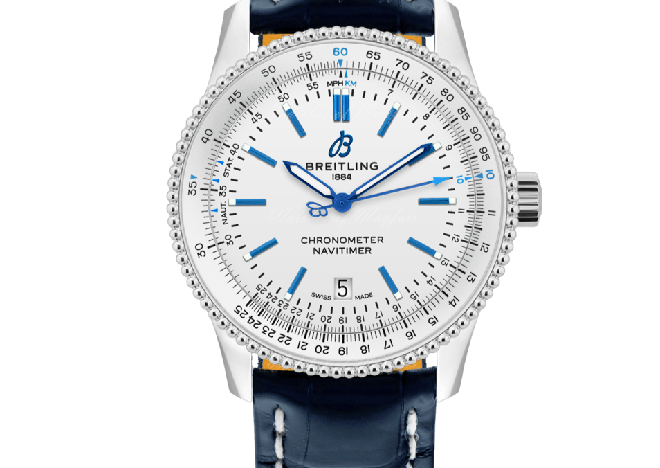  Shop Authentic Breitling Navitimer Automatic 41mm White Dial Blue Leather Strap Watch for Men - A173263A1G1P1 - Luxxuri
