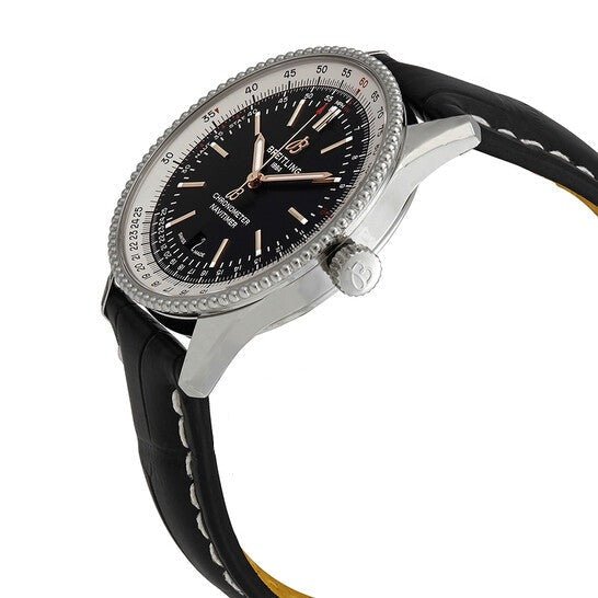  Shop Authentic Breitling Navitimer 1 Automatic 41mm Black Dial Black Leather Strap Mens Watch - A17326211B1P1 - Luxxuri