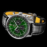  Shop Authentic Breitling Navitimer B01 Chronograph 46 Green Dial Black Leather Strap Watch for Men - AB0137241L1P1 - Luxxuri