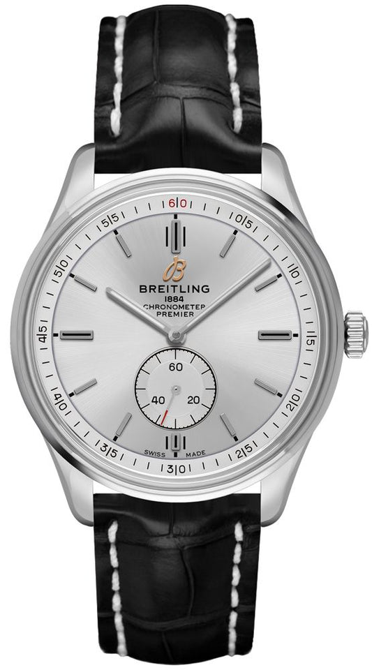  Shop Authentic Breitling Premier Automatic 40mm Silver Dial Black Leather Strap Watch for Men - A37340351G1P1 - Luxxuri