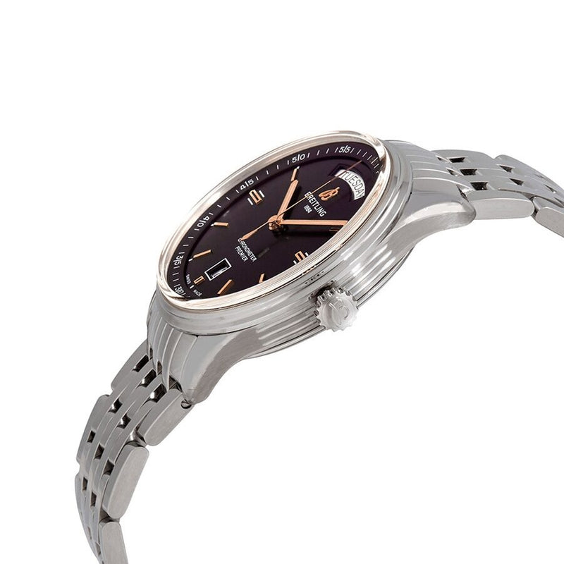  Shop Authentic Breitling Premier Automatic 40mm Day & Date Black Dial Silver Steel Strap Mens Watch - A45340241B1A1 - Luxxuri